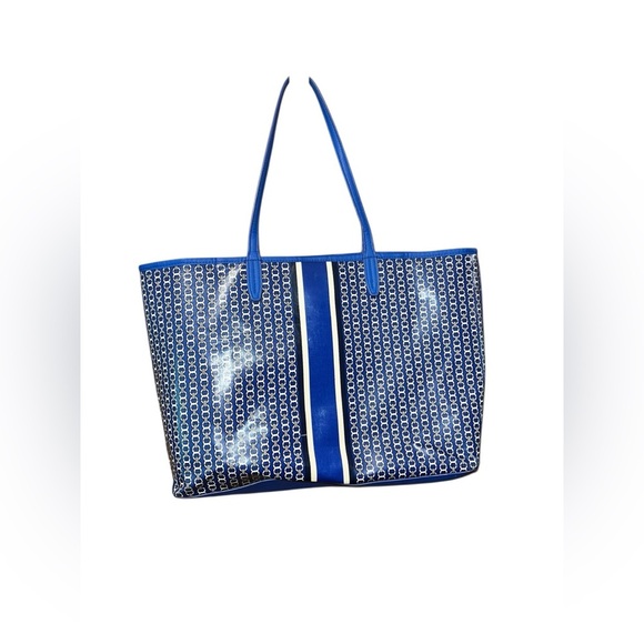Tory Burch Blue Gemini Link Coated Canvas Tote Bag - Picture 2 of 6